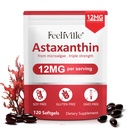 Astaxanthin 12mg, 120 Softgels, 4 Mes de Suministro ← Premium Astaxanthin Antioxidant Suplementos ← Fresh Microalgae Fuente ← Apoyo Ojo, Conjunto, Circulación Interna, Salud de la Esquía