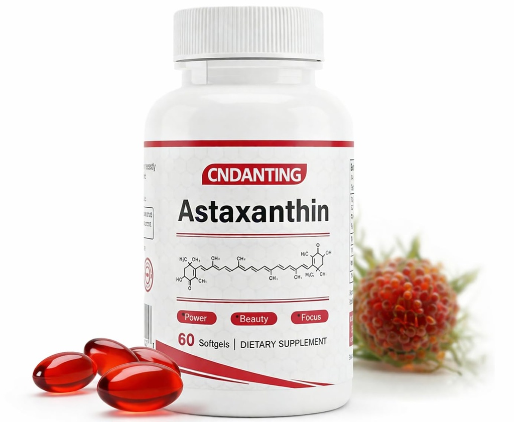 Astaxanthin 12mg Softgels, Astaxanthin natural de Haematococcus Pluvialis Microalgae, Antioxidante Apoyo para la salud de la piel y el ojo, Basado en aceite para una mejor absorción, 60 Softgels, 30 días de suministro