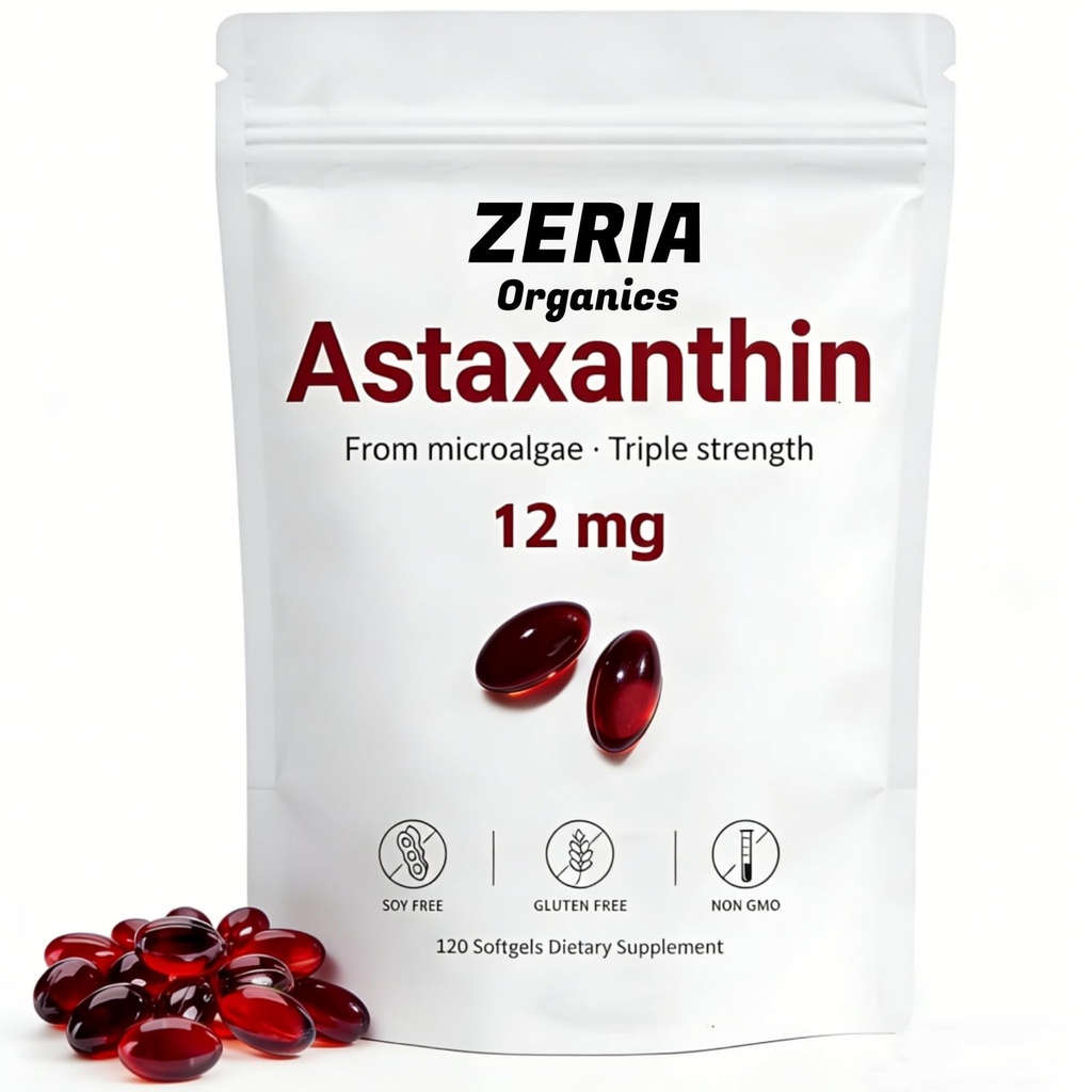 Astaxanthin 12mg, Natural Astaxanthin Suplementos Algae, 120 Softgels 4-Month Supply