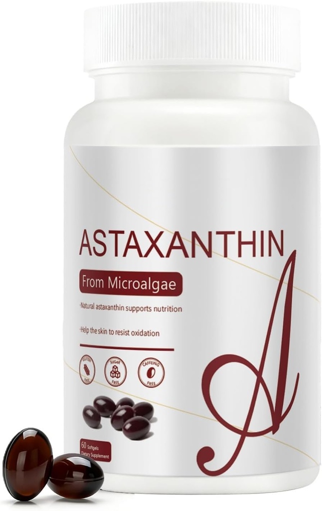 Astaxanthin 12mg ← desde la microalga natural ← 60 Softgels (2-Month Supply)