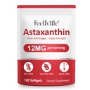 Suplementos Premium de Astaxanthin 12mg 120 Softgels, Astaxanthin Suplemento Antioxidante para el ojo, la piel, la unión, el cerebro, la fuente de microalgas frescas para la salud del sistema inmunitario