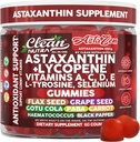 Nutracéuticos limpios AstaZen Astaxanthin Gummies 12mg - con Lycopene, Vitaminas A C D E, L-Tyrosine & Selenium - Antioxidant Support Gummies - 60 Condes