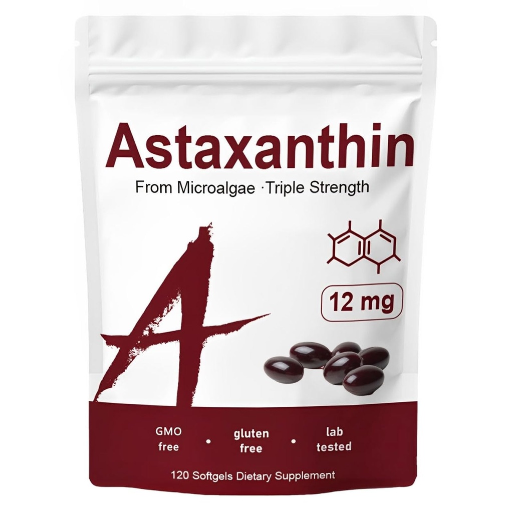 Sions Organics Astaxanthin 12mg, 120 Softgels, Premium Astaxanthin Antioxidant Supplements, Supports Immune, Skin, Eye & Joint Health-Non-GMO, Gluten-Free, 4 Month Supply, 120 Servings
