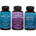 1250 mg Antártico Krill Oil, Elderberry Vitamin C & Zinc y 2.500 mg Triple-Strength Omega 3 Fish Oil Bundle,Providing Omega 3 EPA y DHA, Elderberry for Immune Support