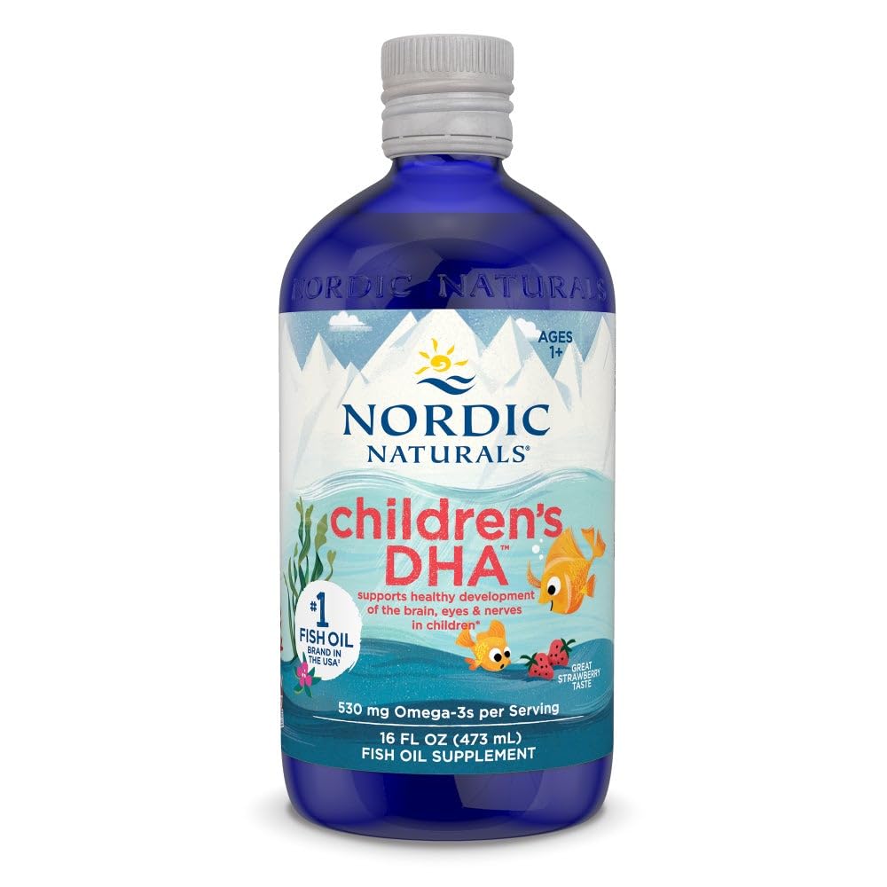 Nordic Naturals Children’s DHA, Strawberry - 16 oz for Kids - 530 mg Omega-3 with EPA & DHA - Brain Development & Function - Non-GMO - 192 Servings (Pack of 2)