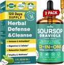 HIIHONE (2 Pack) 12-en-1 Soursop Bitters gotas líquidas con Moss Mar, Aceite de semillas negras, Moringa para la regeneración de la célula, inmunidad, hígado, Gut & Antioxidante - 2 Fl Oz