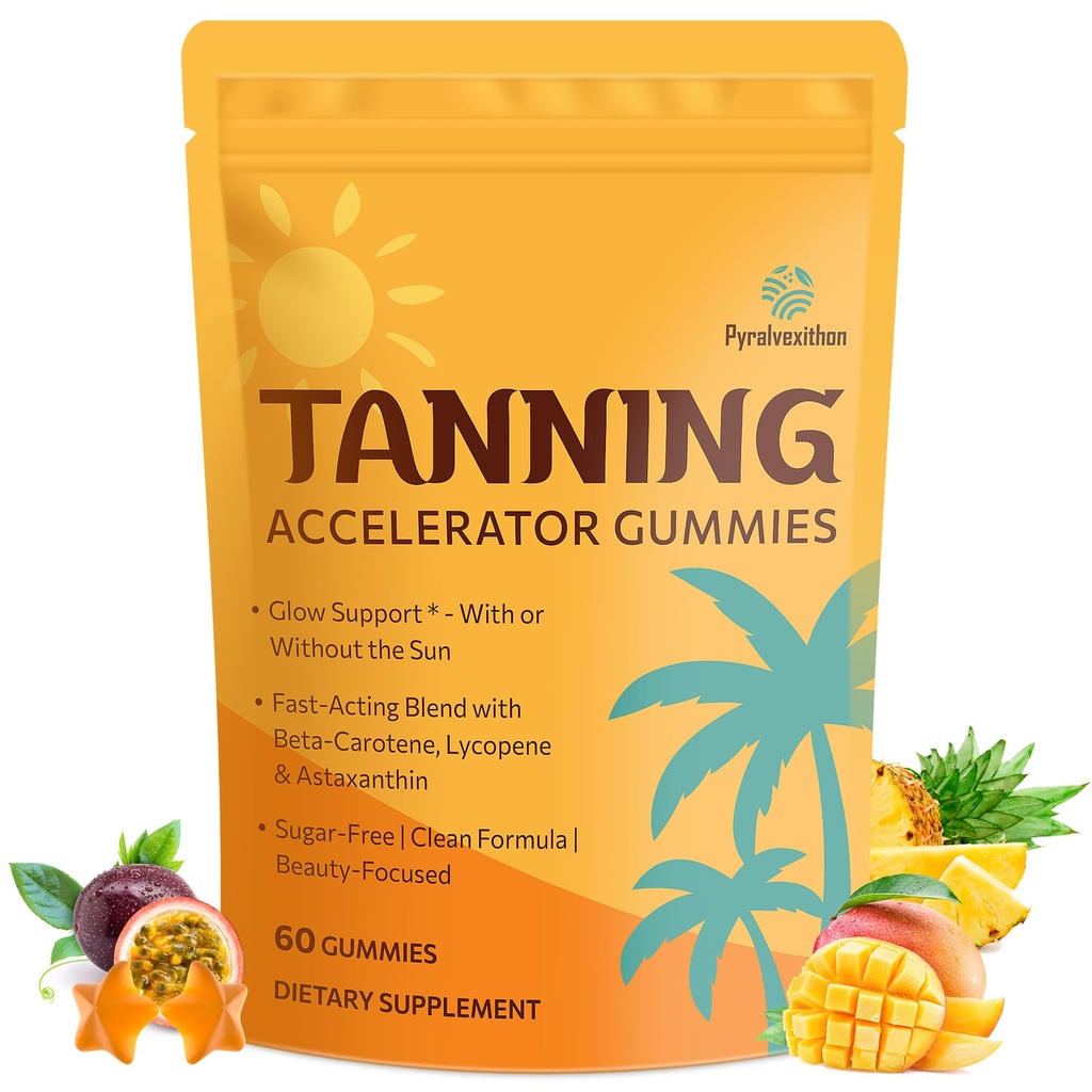 Gummies de bronce con Astaxanthin para Mujeres y Hombres TENIDO Suplemento de bronceado sin sol con Beta Caroteno, Lycopene, Collagen &amp; Vitaminas