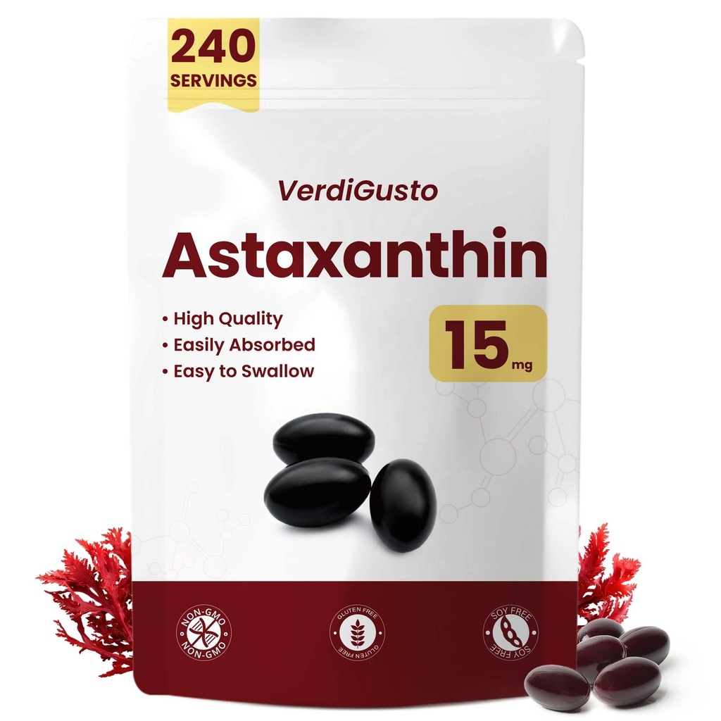 15mg Astaxanthin TEN 240 Softgels ANTE Astaxanthin Suplementos Silencio 8 Mes de Suministro Silencio Antioxidante Apoyo, Ojo &amp; Salud de la Esquía ANTERI Circulación Interna ANTE NO GMO, Libre de gluten, No Soy