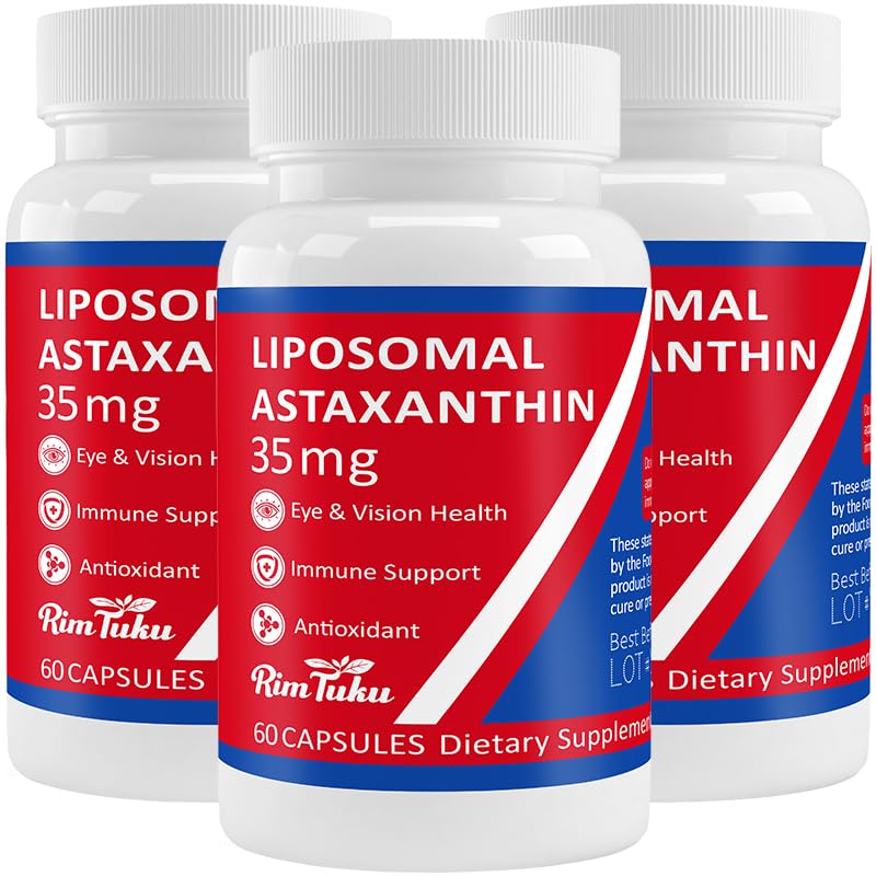 35mg Liposomal Astaxanthin Supplement - Powerful Antioxidant Support for Skin, Joint " Eye Health - Natural Anti-Aging Formula with Pure Astaxanthin - Vegan, Non-GMO, 180 Capsules