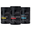 Sports Research® Antioxidant Support Pack w/Triple Strength Vegan Astaxanthin Suplemento de Algae, Omega-3 Fish Oil 1250mg y Vitamina D3 5000iu & Mk7 Vitamin K2 con Coconut MCT Aceite