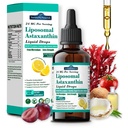 Liposomal Astaxanthin 24mg Liquid Drops, 11-en-1 Antioxidant with MCT Oil, Lycopene & Organic Coconut Oil, Fresh Microalgae Source, Supports Eye Skin Joint Health for Women &amp; Men, Lemon Flavors
