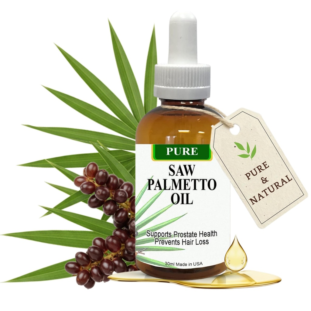 Pura Saw Palmetto Oil – 95-98% Concentrated Organic Extract – Liquid Saw Palmetto for Men &amp; Women – Alternative to Capsules & Powder – 1 Fl Oz
