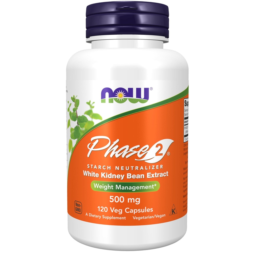AHORA Suplementos, Fase 2® (Extracto de frijol blanco) 500 mg, Gestión de peso*, 120 cápsulas de veg