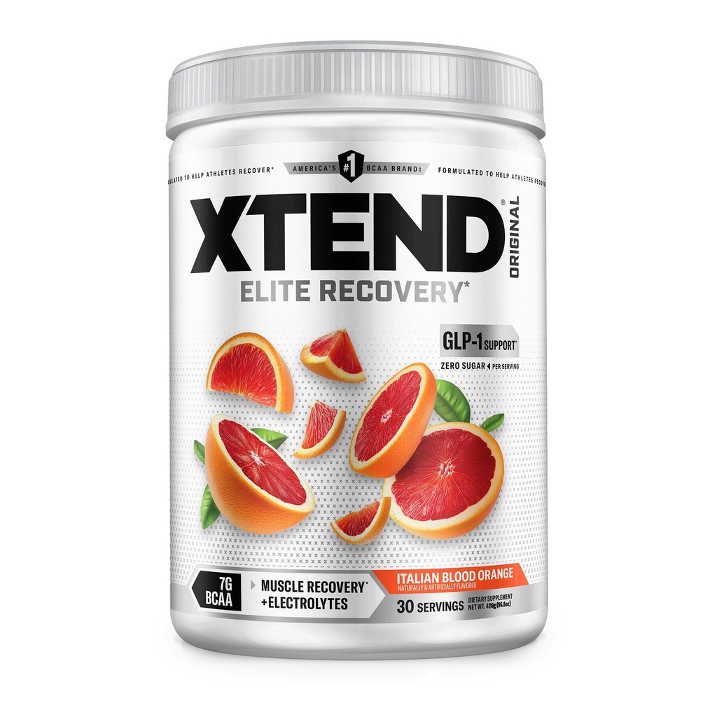 Xtend Original BCAA Powder, 7g BCAAs and 2.5g L-Glutamine for Muscle Recovery Hydration and Lean Muscle, Sugar Free Intra and Post Workout Drink with Electrolytes, Italian Blood Orange, 30 Servings