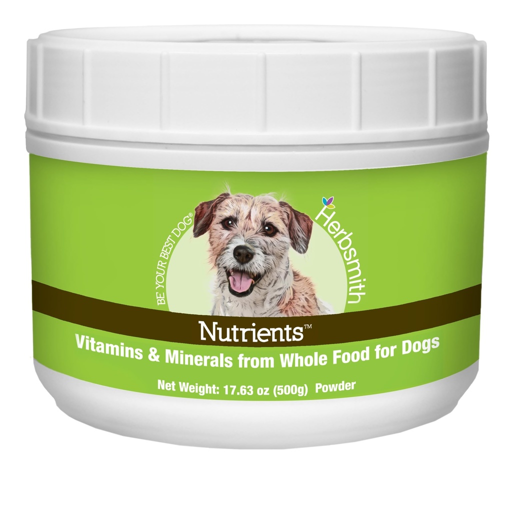 Herbsmith Nutrients Superfood Dog Multivitamin con vitaminas " Minerales de Whole Foods Boost Kibble o DIY Raw con antioxidantes para cachorros a ancianos - 17.63 oz
