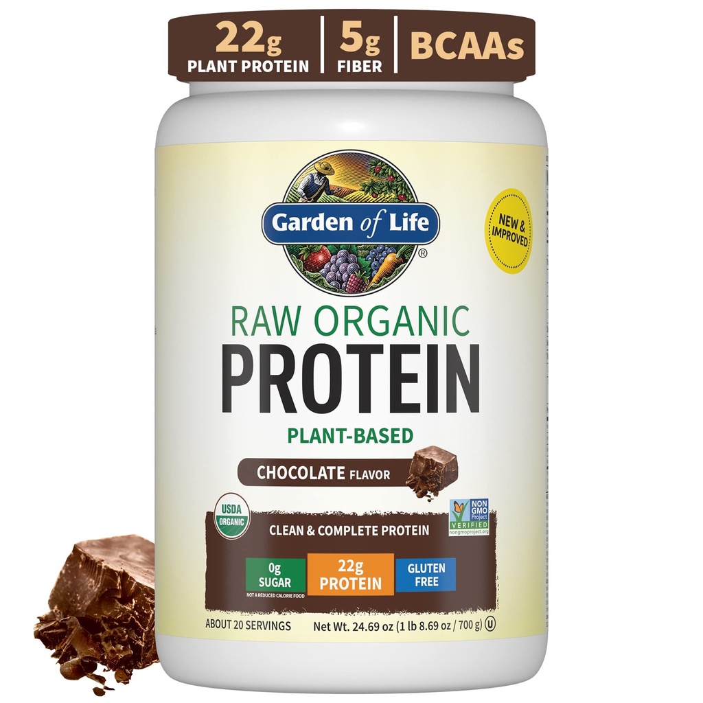 Garden of Life Protein Powder, Vegan Protein Powder, BCAA, Probiotics " Digestive Enzymes, Gluten " Lactose Free, Chocolate, 1.5 LB