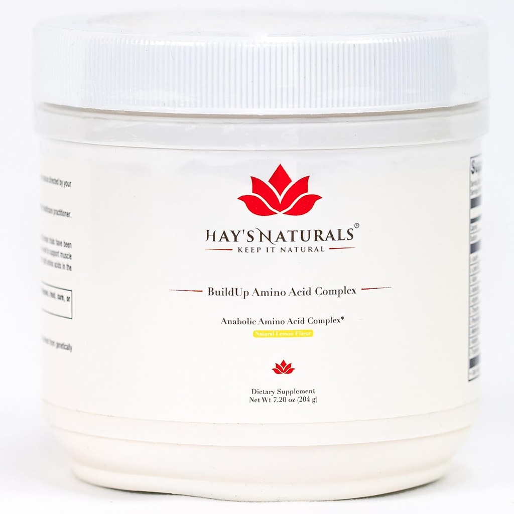 Hay's Naturals BuildUp - Complejo Aminoáccido Avanzado TENIDO BCAA Polvo con todos los Aminoácidos Esenciales para el Crecimiento del Musculo Leano, Mejora de la Fuerza &amp; Recuperación TEN 30 Servimientos ANTENatural Lemon Flavoring