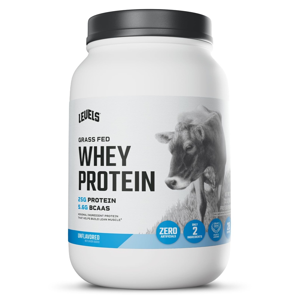 Niveles Grass Fed Whey Protein Powder, No Artificials, 25G de Protein, Desflavored, 2LB