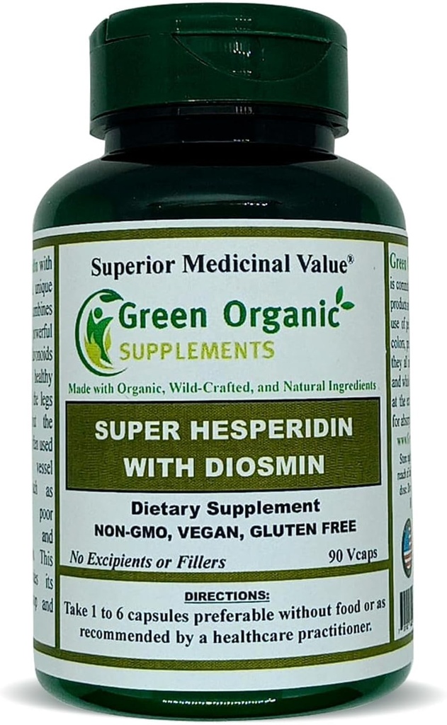 Suplementos Ecológicos Verdes Hesperidin, Diosmin, Narangin, Fórmula Única (Hand Made, Non-GMO, Vegan, " Gluten Free) (Single)