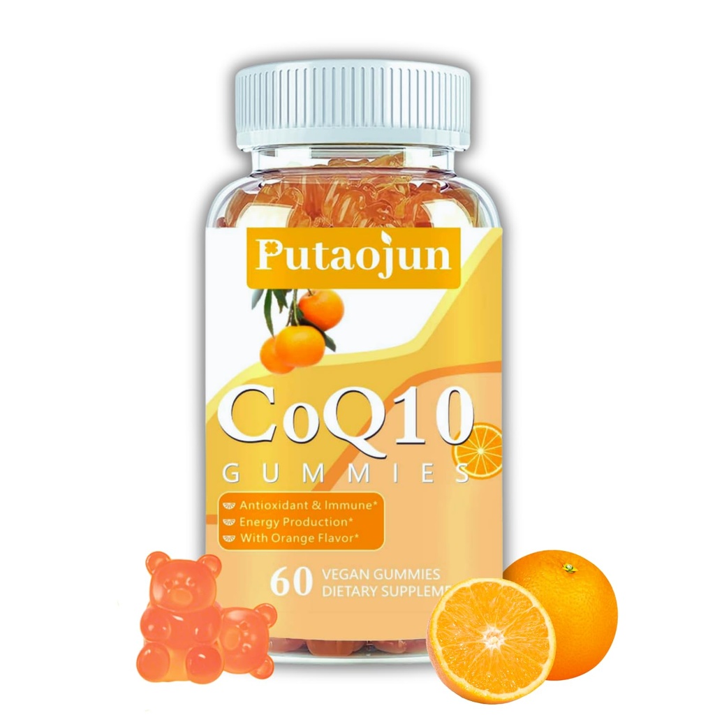 coq10 Gummies | coq10 Gummies for Adults | Orange Flavor | Sugar Free Coenzyme Q10 Vitamins Muscle & Bone Energy | Ultra High Absorption, Cellular Energy, Antioxidant (60 Count (Pack of 1))