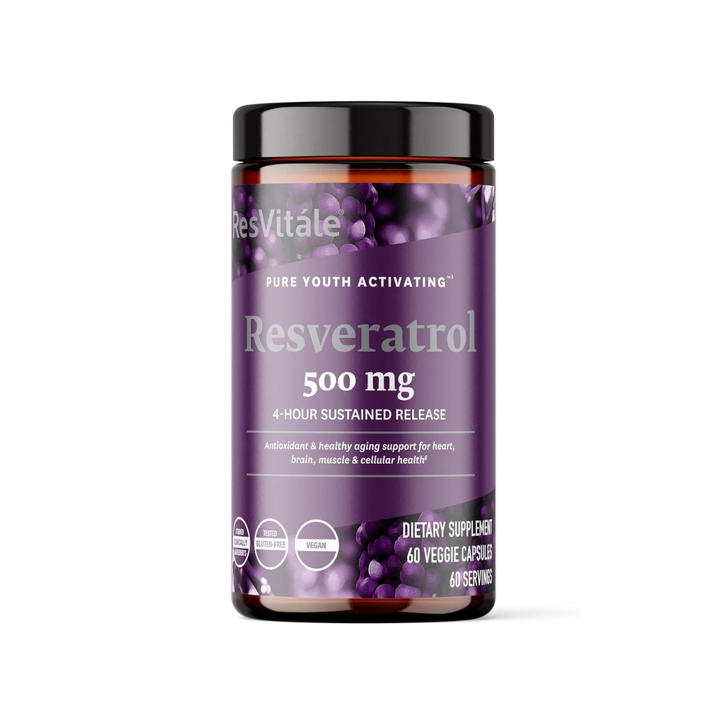 ResVitále Resveratrol 500 mg - Resveratrol Supplement for Men and Women - 60 Veggie Capsules