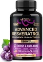 Resveratrol Supplement - 19-in-1 Organic Polyphenol Complex - Noni Extract | Berberine | Quercetin | Apple Cider Vinegar | Acai - Made in USA - Antioxidant & Heart Health Support - 120 Capsules