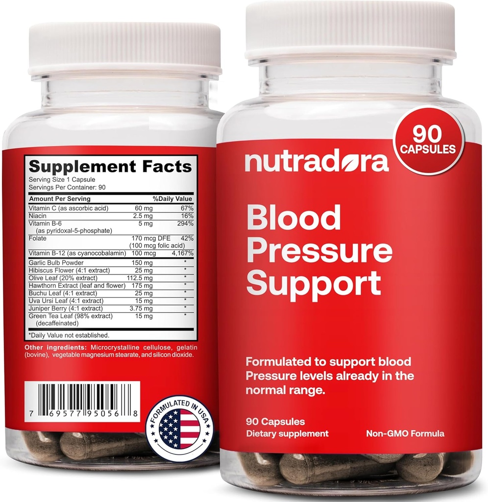 Suplemento de soporte de presión sanguínea con extracto de ajo de hibiscos – Suplementos de presión arterial alta e inferior para la salud circulatoria y cardiovascular, soporta la salud cardíaca normal