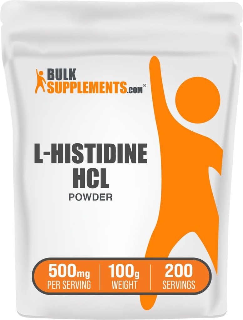 BulkSupplements.com L-Histidine HCl Powder - L-Histidine Supplement - Essential Amino Acid, Gluten Free, 500mg per Serving, 100g (3.5 oz) (Pack of 1)