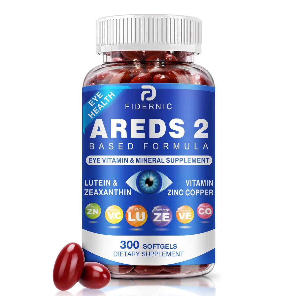 AREDS 2 Eye Vitamin & Mineral Supplement — Lutein and Zeaxanthin Supplement, Vitamin C & E, Zinc & Copper for Blue Light Protection, Eye Health Support, Eyebright , Eye Doctor Trusted — 300 Softgels