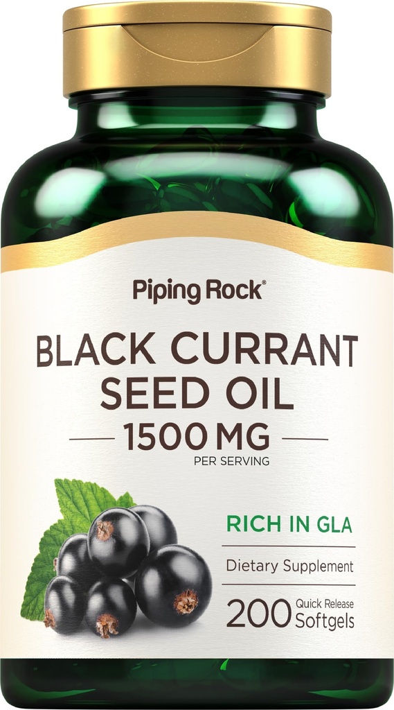 Piping Rock Negro Currant Seed Oil Softgel Capsules ← 1500mg tención 200 Conde Silencio con Gamma Linolenic Acid (GLA) Silencio Non-GMO, Gluten Free Supplement