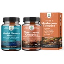 Bundle of Nootropic Brain Supplement - Mental Health & Clarity with VIT A B6 Riboflavin Niacin Thiamin Folate and Advanced Mushroom Complex Capsules - 10X Lions Mane with Reishi Chaga Maitake Shiitake