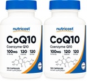 Nutricost CoQ10 100mg, 120 Vegetarian Capsules, 120 Servings - High Absorption, Vegetarian, Non-GMO, Coenzyme Q10 (Pack of 2)