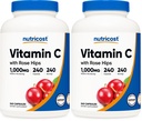 Nutricost Vitamin C with Rose HIPS 1025mg, 240 Capsules - Vitamin C 1,000mg, Rose HIPS 25mg, Premium, Non-GMO, Gluten Free Supplement (Pack of 2)