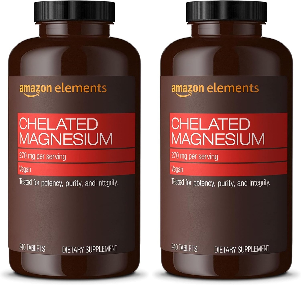 Elementos - Magnesio Chelatado, 240 comprimidos, 270 mg por Serving, como Chelato Glycinate Magnesio, Vegan (paquete de 2)
