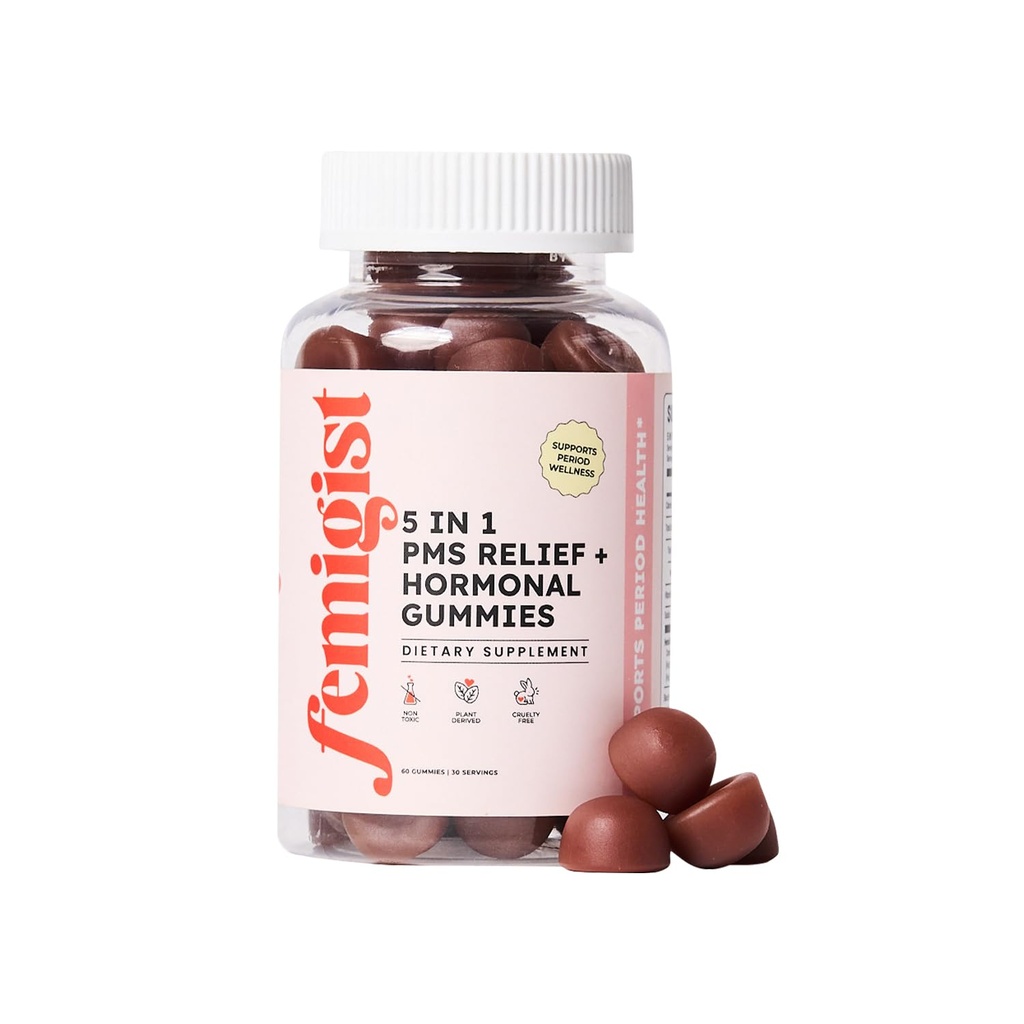 PMS Gummies, Menstrual Cramp Relief Supplement with Chasteberry for Women’s Hormone Balance, Period Pain Support, Natural PMS Aid for Mood Swings, Bloating, Cycle Comfort