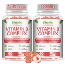 2 Pack 33-in-1 Liposomal Vitamina B Complejo Gummies -B1, B2, B3, B4, B5, B7, B8, B9,B12 ← Vitamin C, D3,K2 vidasCalcium,Magnesiun,Zinc, etc. para Energía, Cerebro, Inmune, Apoyo a la piel