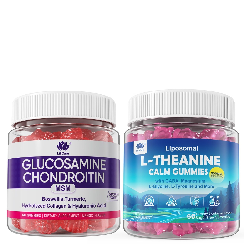 LILICARE Glucosamine Chondroitin Gummies & Liposomal L Theanine 500mg Gummies