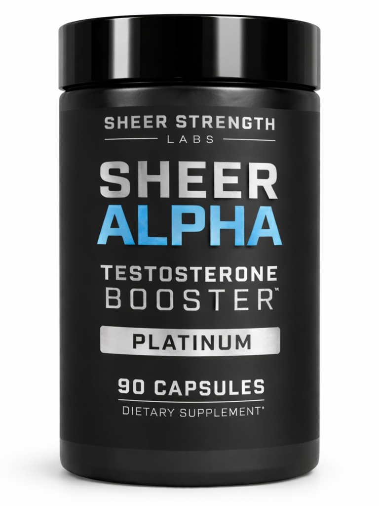 Testosterone Booster for Men - Sheer Alpha T-Booster - Clinically Backed Dose, Strongest Formula - Made in USA - Premium Blend of Fadogia Agrestis Tongkat Ali and Shilajit. 30 Servings