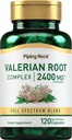 Piping Rock Valerian Root Capsules 2400 mg Silencio 120 Conde ← Extract Suplemento Silencio Herbal Blend ← Non-GMO, Gluten Free