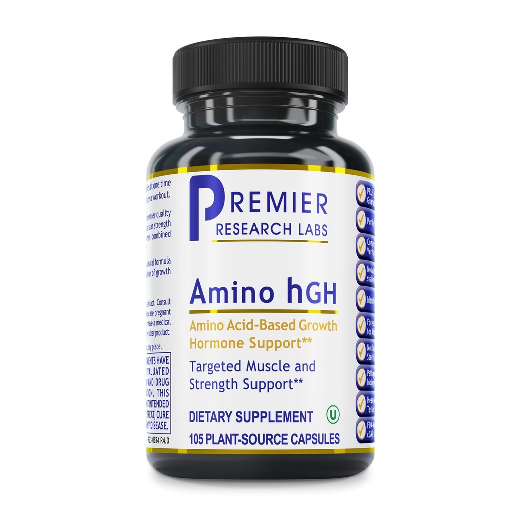 Premier Research Labs Amino HGH - HGH Suplementos para Hombres, HGH Suplementos para Mujeres, Aminoácidos, L-Arginina, L-Lysine, HGH Enhancer, Support Human Growth Hormone and Muscle Growth - 105 Capsules