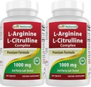 Mejores Naturales L-Arginina L-Citrulline Complejo 1000 mg 250 Tabletas (250 Cuenta (Pack de 2))