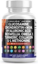Clean Nutraceuticals Glucosamine 1500mg Chondroitin 1200mg MSM with Turmeric Curcumin, Collagen, Hyaluronic Acid, Omega 3 – Joint Health Supplement for Men & Women – Joint Complex – 120 Count