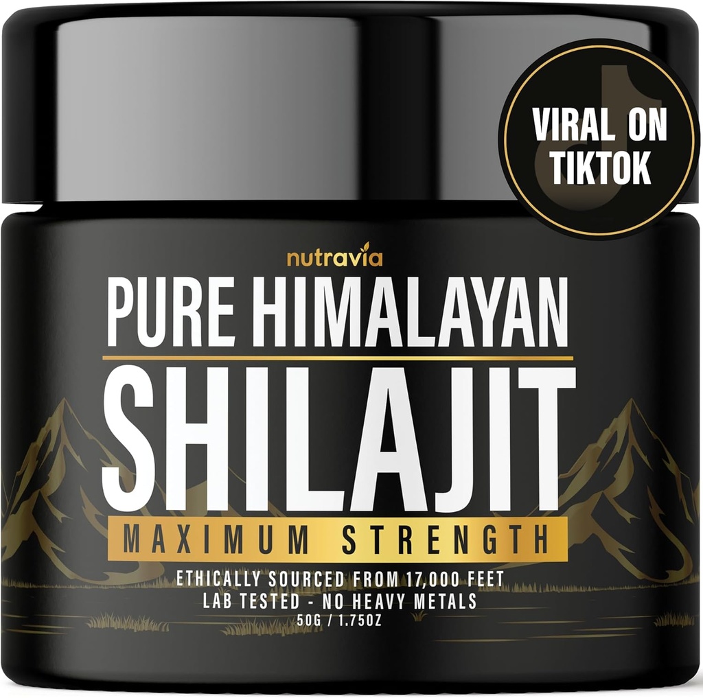 Shilajit Pure Himalayan Organic Resin - Natural Authentic Lab Tested Formula for Men, Women - No Heavy Metals - 600mg Max Strength with 85+ Trace Minerals Golden Grade Shilajit Supplement (1 Pack)
