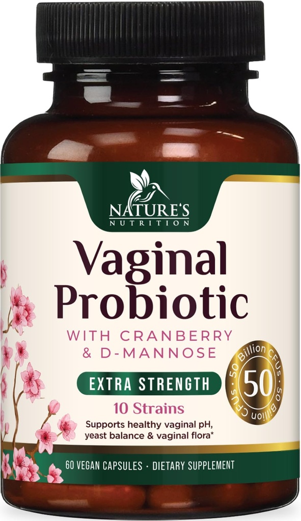 Vaginal Probiotics for Women - pH Balance with Prebiotics & Lactobacillus – 50 Billion CFU per Capsule - Vag Women Health Supplements Support Healthy Vaginal Odor & Flora - Bottled USA - 60 Capsules
