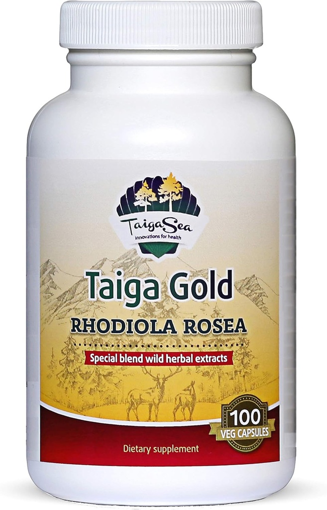Extracto de Rhodiola Rosea Wild, Extracto Herbal Siberiano para Alivio de Estrés Natural, Focus, Mood y Refreshment Mental, Energía Optimal y Endurance, Rhodiola Root Capsules