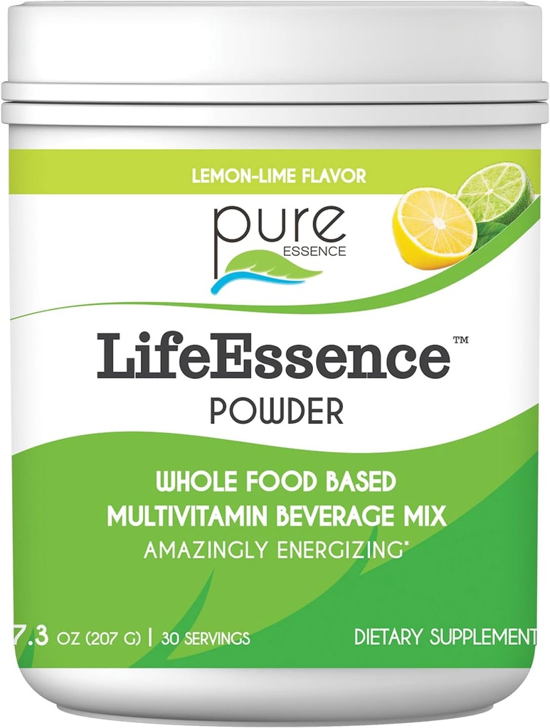 Pure Essence Labs LifeEssence Multivitamin Powder for Hombre and Women, Natural Herbal Supplement with Vitamin D3, B12, and Biotin, Energizing Whole Food Based Powder Mix, 7.3 oz
