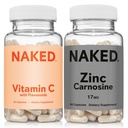 NAKED Zinc Carnosine 17mg (60 cápsulas) Vitamina C 500mg (90 cápsulas) – Vegan; No GMO; Gluten Free; Daily Immune and Stomach Support