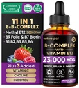 Venture Pal Vitamin B Complex Liquid Drops, B12 Methylcobalamin TEN B9 Folic TEN B1,B2,B3,B5,B16 - Vitamina C, Choline, Inositol, Immune & Energy Metabolism, Brain & Heart Support