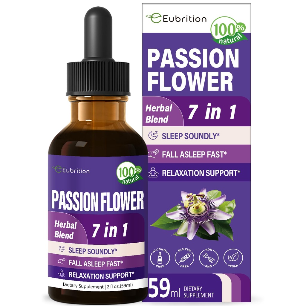 Pasión Flores Líquidas gotas para el soporte para el sueño, Fórmula Herbal Natural con Chamomile Valerian Extract Soporte sueño Sonora &amp; Relajación. Suplemento de alta biodisponibilidad.2oz