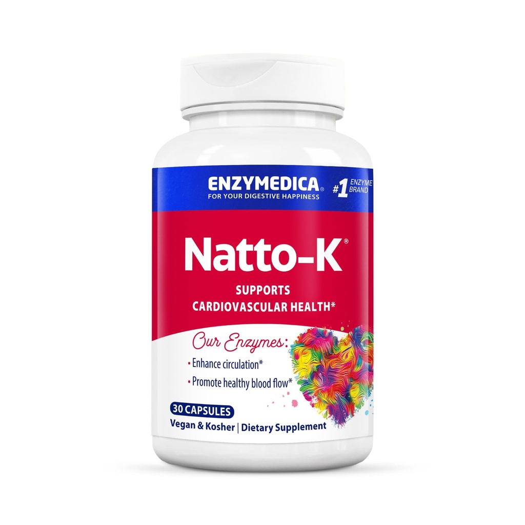 Enzymedica, Natto-K, Suplemento Nattokinase, promueve la circulación de la salud del corazón, 30 conde